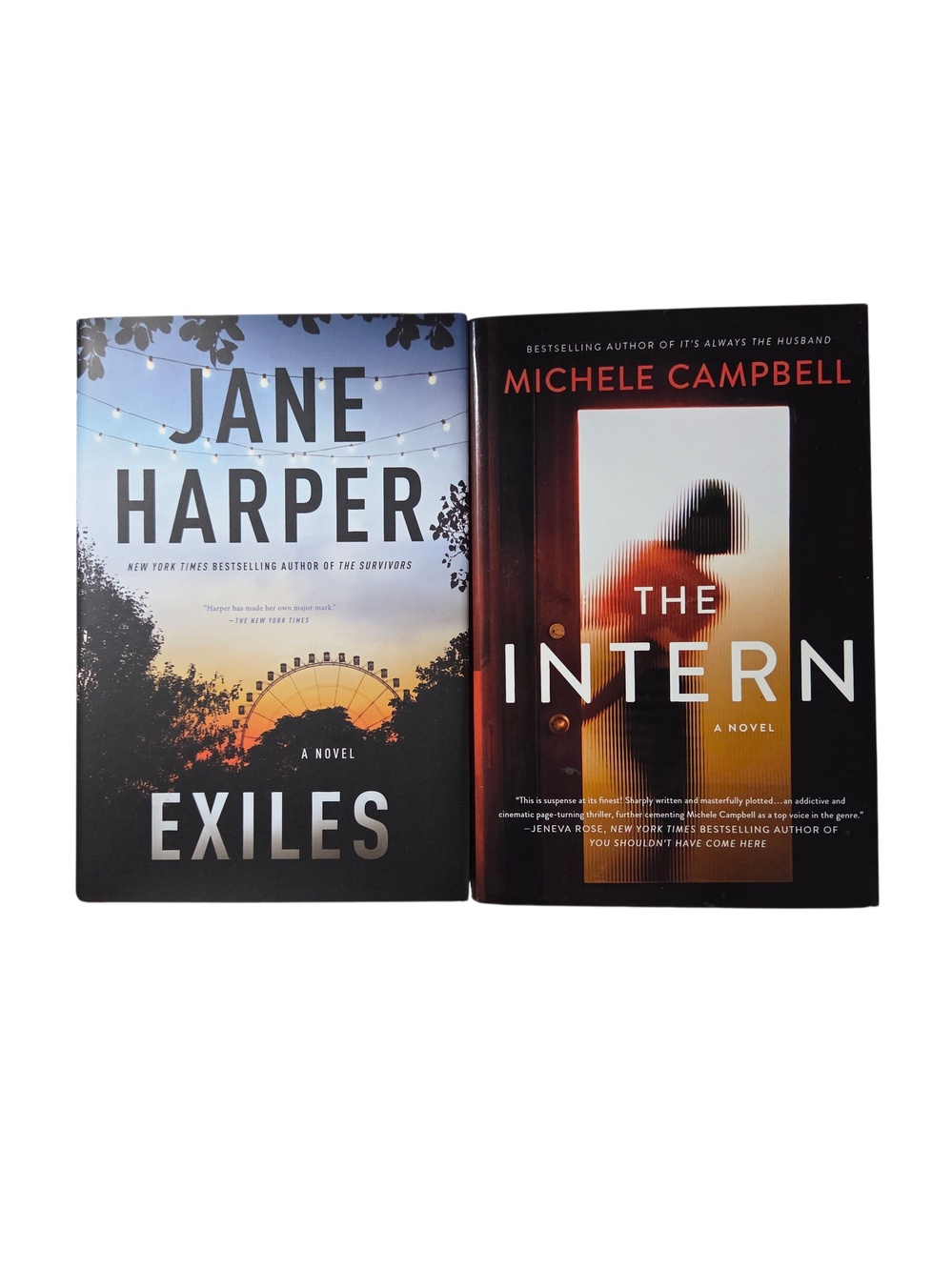 Exiles by Jane Harper & The Intern by Michele Campbell Mystery Thriller Lot